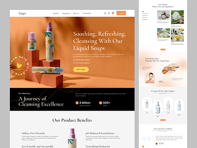 E-commerce Website e commerce design e commerce website ecommerce elegant healthcare landing page luxury website minimal online shop online shopping online store product design shampoo single product skin skincare soap web design