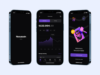 Nexuscoin - Crypto app application coin crypto design ios mobile mockup productdesign ui uiux uiuxdesign ux wallet