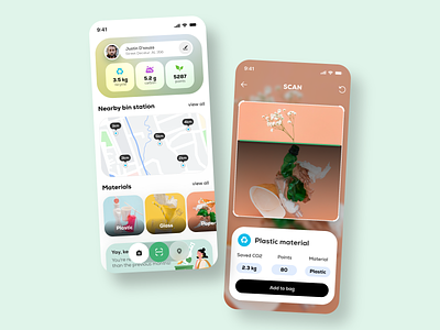 Modern Recycle Waste Management App Design branding clean environment garbage home map mobile app recycling recycling app scanner tracking trash ui ux waste waste collection waste disposal waste management waste management app waste removal