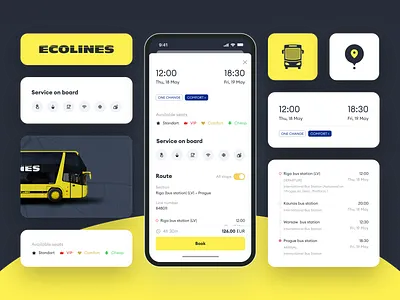 Ticket Detail Screen | Ecolines Mobile App bento grids booking booking tickets bus bus app bus booking bus booking app coach operator ecolines journey logistics mobile app passengers public transport select seat tickets tickets app transport app travel uiux