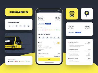 Ticket Detail Screen | Ecolines Mobile App bento grids booking bus coach operator ecolines journey logistics mobile app passengers tickets travel uiux