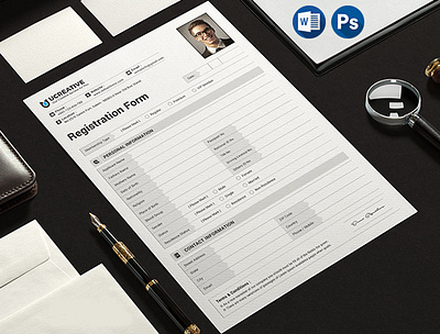Registration Form Template agency branding business clean corporate design fillup form membership form personal registration form simple stationary template