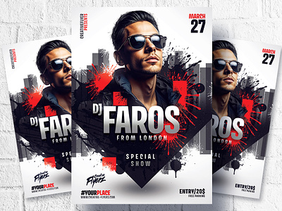 Dj Poster Template (Photoshop PSD) affiche creative dj poster graphic design party flyer photoshop photoshop poster poster poster template psd flyer