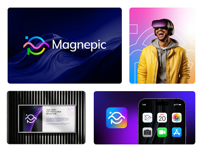 Magnepic - Brand Identity ai ai app app logo branding lettermark logomark logotype modern logo techlogo ui vr app ui vr logo vr ui