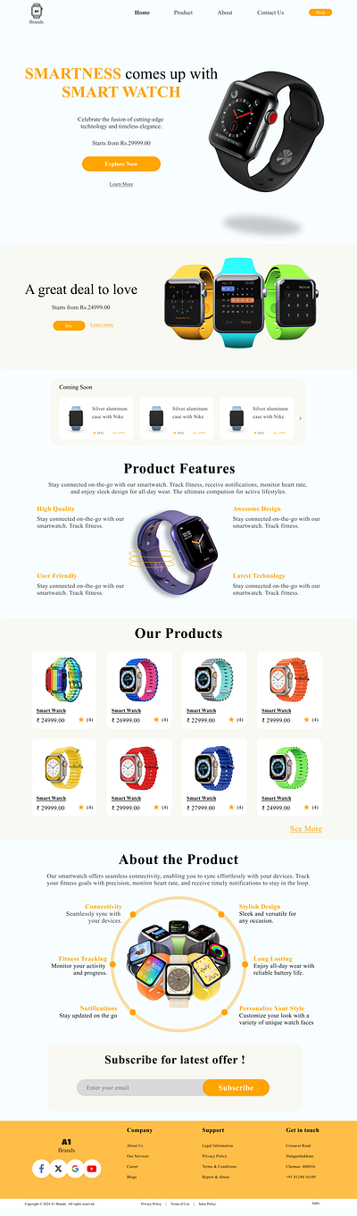 Smart Watch Landing Page adobephotoshop applewatch branding design landingpage productdesign smartwatch uidesign uiux webapplication website