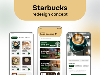 Starbucks App Redesign animation branding design graphic design illustration redesign ui ux