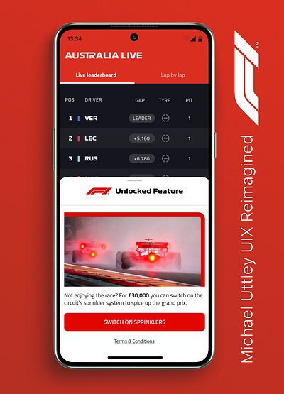 UIX Reimagined #13 - Formula 1 App - Track Sprinklers design formula 1 product design ui uixreimagined ux uxuidesign