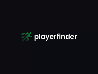 playerfinder ✻ Branding active after effects animation branding clean dark mode design events fast find football green logo logo animation modern people players run search sport