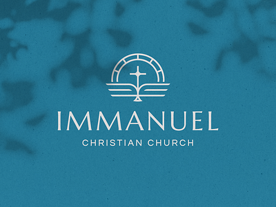 Immanuel Christian Church Logo Design blue branding christian christian church church cross icon immanuel jesus line design logo logo design minimal scripture wings