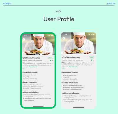 User Profile DailyUIChallenge#006 branding dailyui ui uiui userprofile