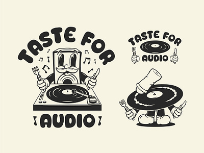 Tasty Audio! branding cartoon cartoon character character illustration logo retro vintage