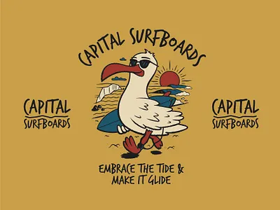 Surfin' Gul branding cartoon cartoon character character illustration logo retro surfing vintage