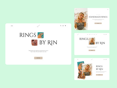 Home page of handmade rings shop [02] design design concept figma handmade internet shop jewelry landing photoshop rings shopping uxui design web design