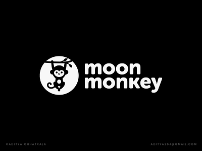 Moon Monkey Games - Logo Design adventure android app b2b b2c branding games gaming identity ios logo logo designer logotype mobile game mobile games monkey moon play product software video game