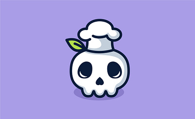 The chef's skull is almost overgrown with plants cartoon cute cartoon cute illustration cute logo cute mascot illustration illustration kawaii logo logo cartoon logo illustration logo mascot mascot simple illustration simple logo simple mascot skull skull cartoon skull illustration skull logo skull mascot