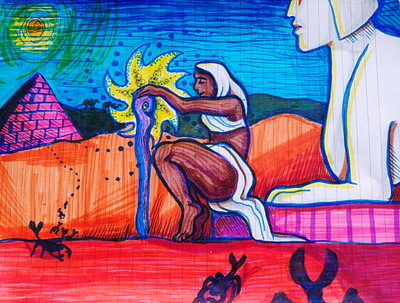 Desert witch - Illustration colorful desert egypt illustration marker sketch sketchbook