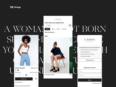 Caissa checkout e store fashion filter mobile online store product page select size shop ui ux
