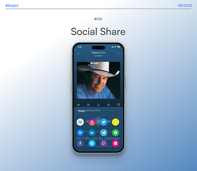 Social Share DailyUIChallenge#10 @music player dailyui figma mobile design music product design social share ui uiui