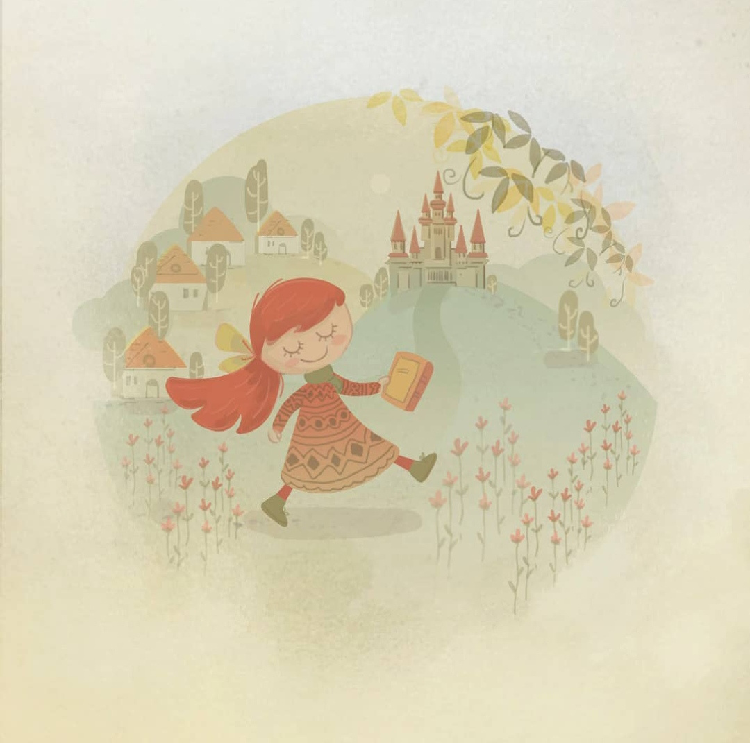 Beauty character design drawing girl happy illustration manal yosri palace story town