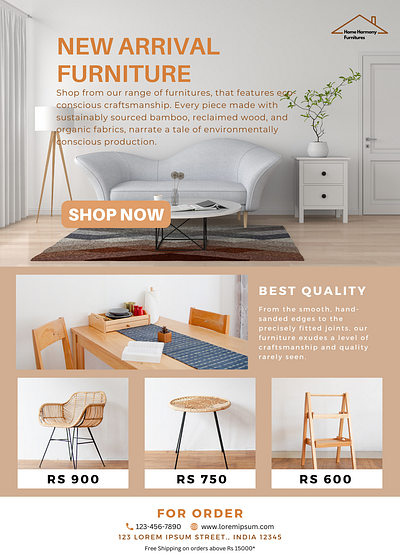 Promotional Ad design for furniture store bra graphic design