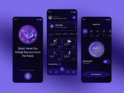 Smart Home app in Figma 2024 smarthomeappliances smarthomes smarthometech smarthometechnology ui