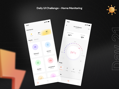 Home Monitoring Dashboard app design dailyui minimal monitoring ui
