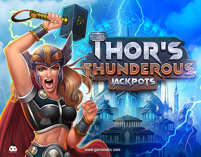 Slot Art Thor's Thunder Jackpot / Slot Art Services / Gamix Labs 2d art services 2d artwork animation game characters game development gamix labs slot art slot art and animation slot art services slot characters animation slot services slot theme slot ui ux