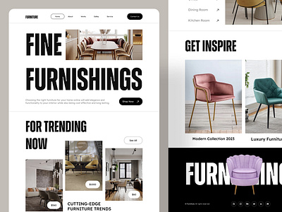 Furniture Landing Page 🛋️🪑 bold bold style clean design furniture landing page furniture website furnituret home interior landing landing page minimal room ui ui design unique style ux web web design website