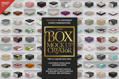 Square Box Packaging Mockup Creator box clear cover cover cover lid create a box fold up foldable gift gold foil hamper luxry modern packaging paper box pull tab ribbon pull v wrap retail