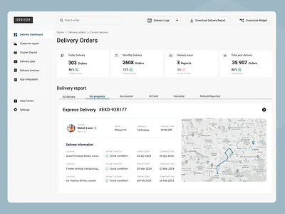 Delivery service dashboard crm dashboard delivery design designer freelancer idea parcel product design system ux uxui