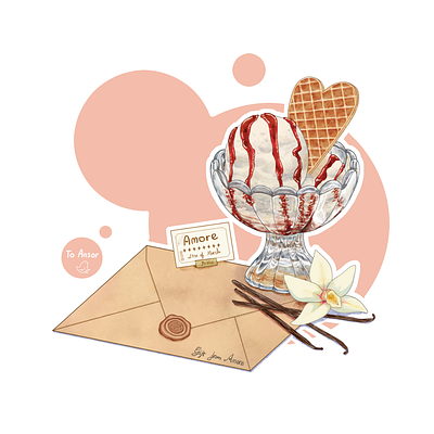 Vanilla ice cream food illustration illustration original art