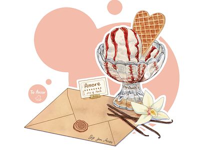 Vanilla ice cream food illustration illustration original art