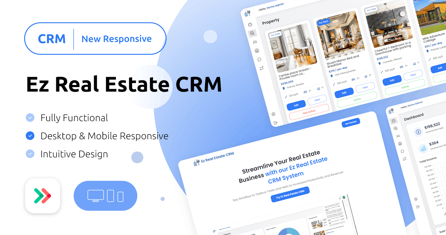 Ez Real Estate CRM Web Template bubble.io crm design eazycode housing nocode real estate realestate crm web template