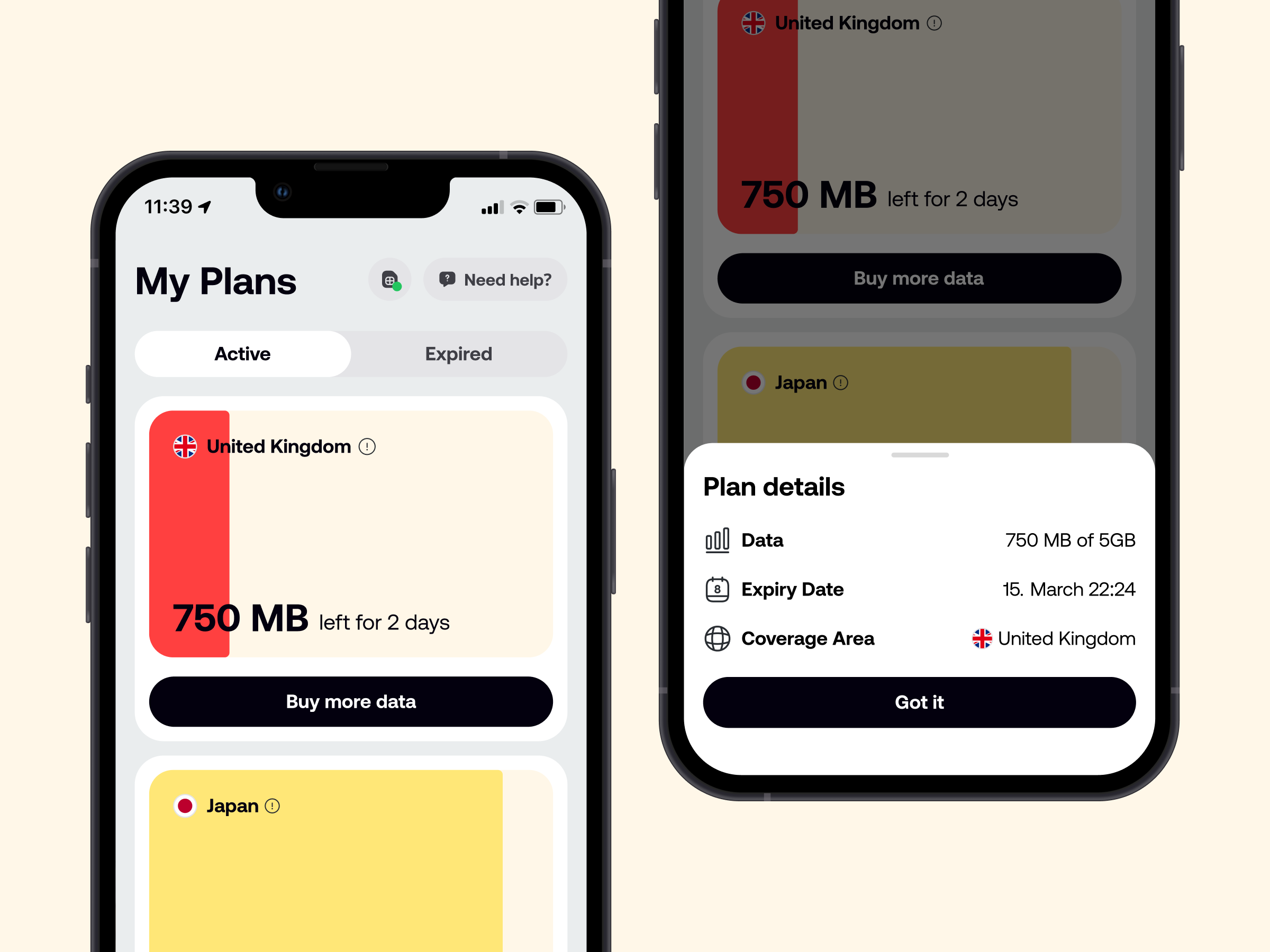 Mobile Data Anywhere • eSIM Mobile App esim mobile app ui ux