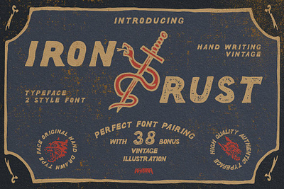 Iron Rust Font + Free 38 Icon desert display displayfont font icon iconvintage illustrasi iron iron rust font free 38 icon sanserif font serif texture vintage