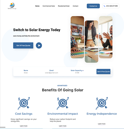 Solar Website graphic design ui