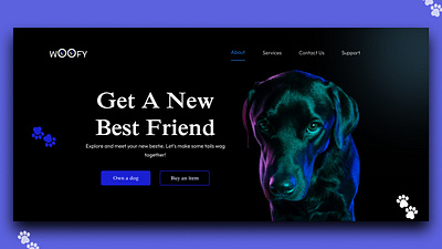 Woofy Landing Page designer figma landing page product design ui ui design uiux ux ux design ux designer web design website