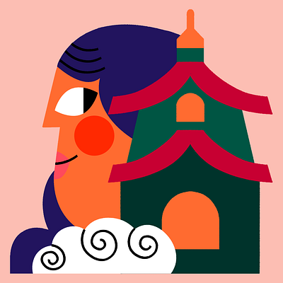Pagoda china chinese architecture flat illustration ilustración jhonny núñez vector