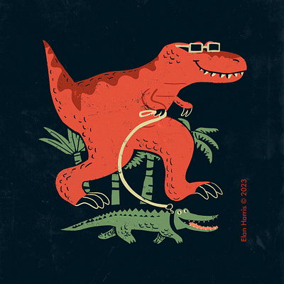 Dinosaurs best friend alligator bold colorful crocodile cute funny kids pets sunglasses t rex t shirt design tyrannosaurus rex