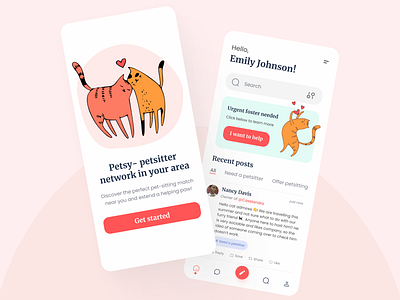 Petsitters social app branding mobile app design mobile ui ui uidesign uxdesign