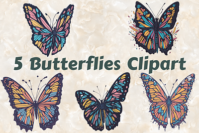 5 Butterflies PNGs Clipart 3d abstract art aesthetic aesthetic print aesthetic printable aesthetic wall art animation artist branding butterflies butterfly design graphic design illustration logo motion graphics ui