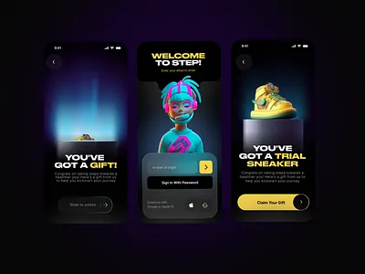 Concept for STEP app clean crypto design fitness illustration interface mobile design nft ui ux web3.0