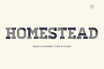 Homestead Font all caps bold experimental greeting vintage holiday homestead font layered font modular packaging plaid slab serif system texture