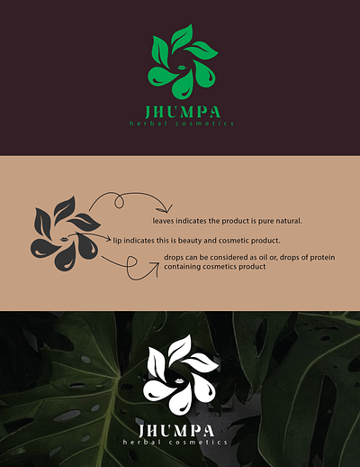 Jhumpa- herbal cosmetics logo design 3d branding designinspiration graphic design motion graphics ui