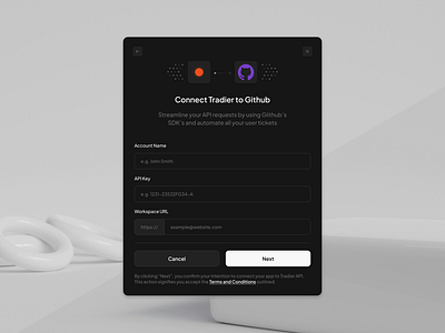 API Connect Modal api b2b components connect modal dark mode design github modal pop up product design saas startup ui ux