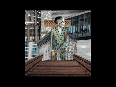gridsuitskull architecture collage collage art graphic design grid scanner art skull suit surreal