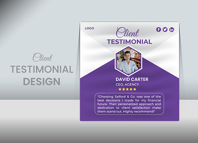 Creative client testimonial template design branding client corporate creative design fedback graphic design modern testimonial vector