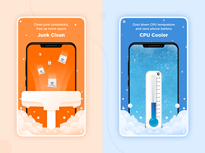 Junk clean and CPU cooler Graphic app desig app ui design graphic design screen shot desig ui uiux ux