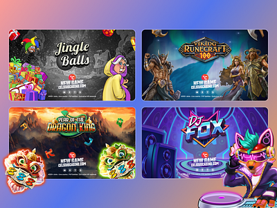 Celsius Casino - Slot & Game Banners 2d banners betting branding cartoon casino casino banners casual characters crypto crypto casino gambling game igaming illustration online casino social media