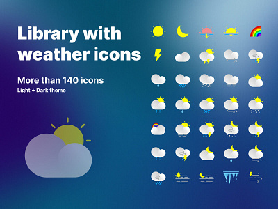 Weather icons branding cloud graphic design icons kit library sun ui ui kit user interface weather weather icons